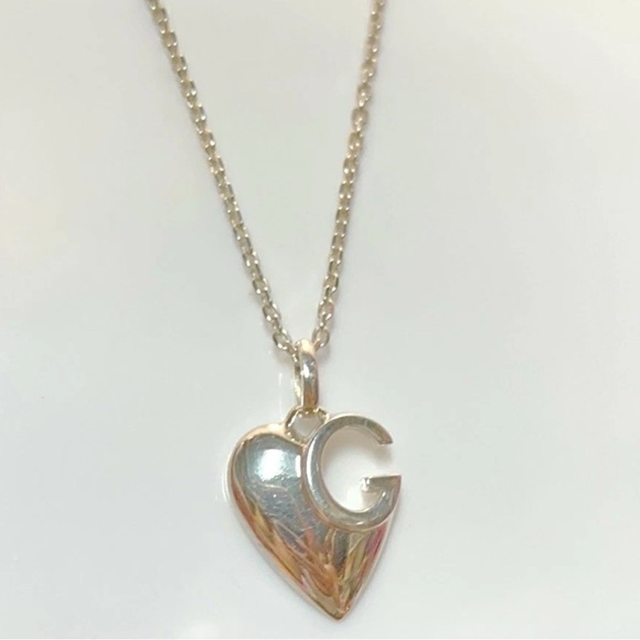 GUCCI Charlotte G Heart Silver Ag925 Pendant Necklace 😍❤️